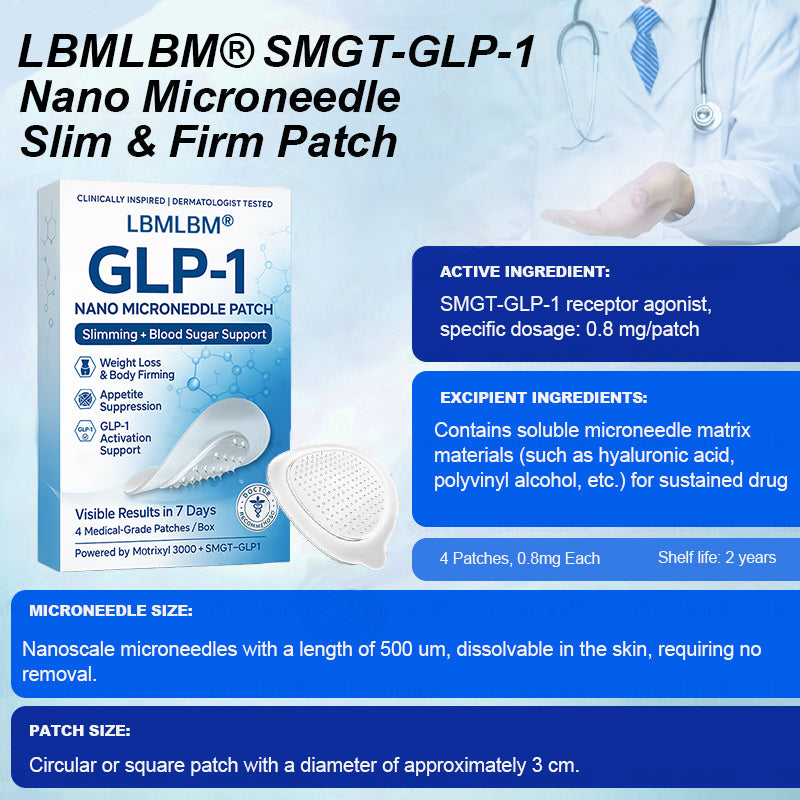 Official Store | LBMLBM® SMGT-GLP-1 Nano Microneedle Patch with Collagen & Matrixyl 3000 丨Obesity,Cardiovascular Diseas, Diabetes, Sleep Apnea, Joint Problems and More