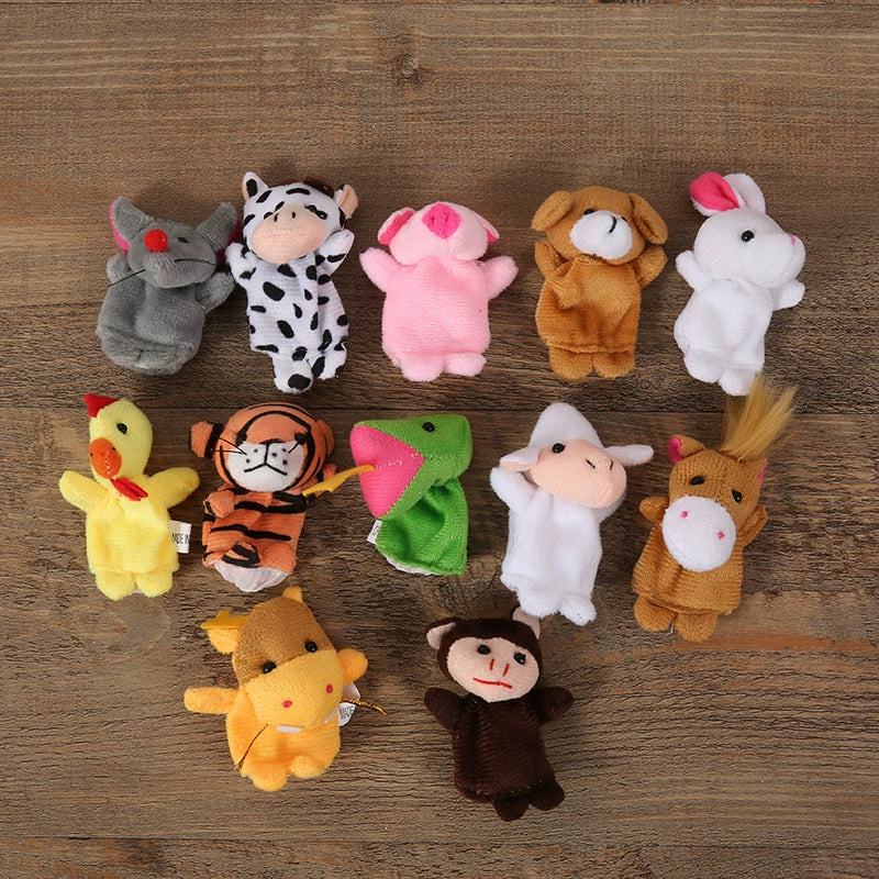 Finger Plush Puppet Set – 5 Themed Collections | Soft & Safe Early Learning Toys for Kids (Animals, Family, Ocean, Fruits, Christmas)