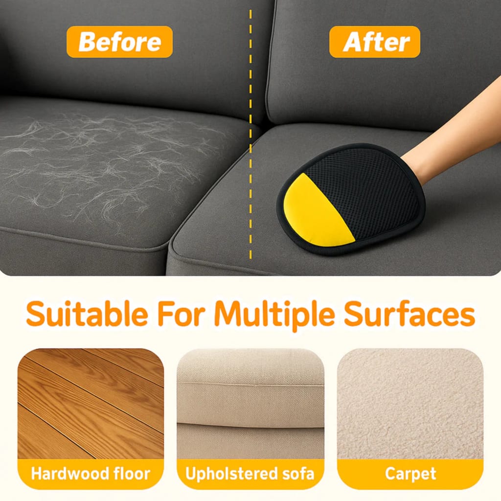 🔥Pet Grooming Gloves Static Dedusting Brush Pet Hair Remover Brush Removing Dog Cat Hair From Sofa Carpet Clothes Tool Supplies