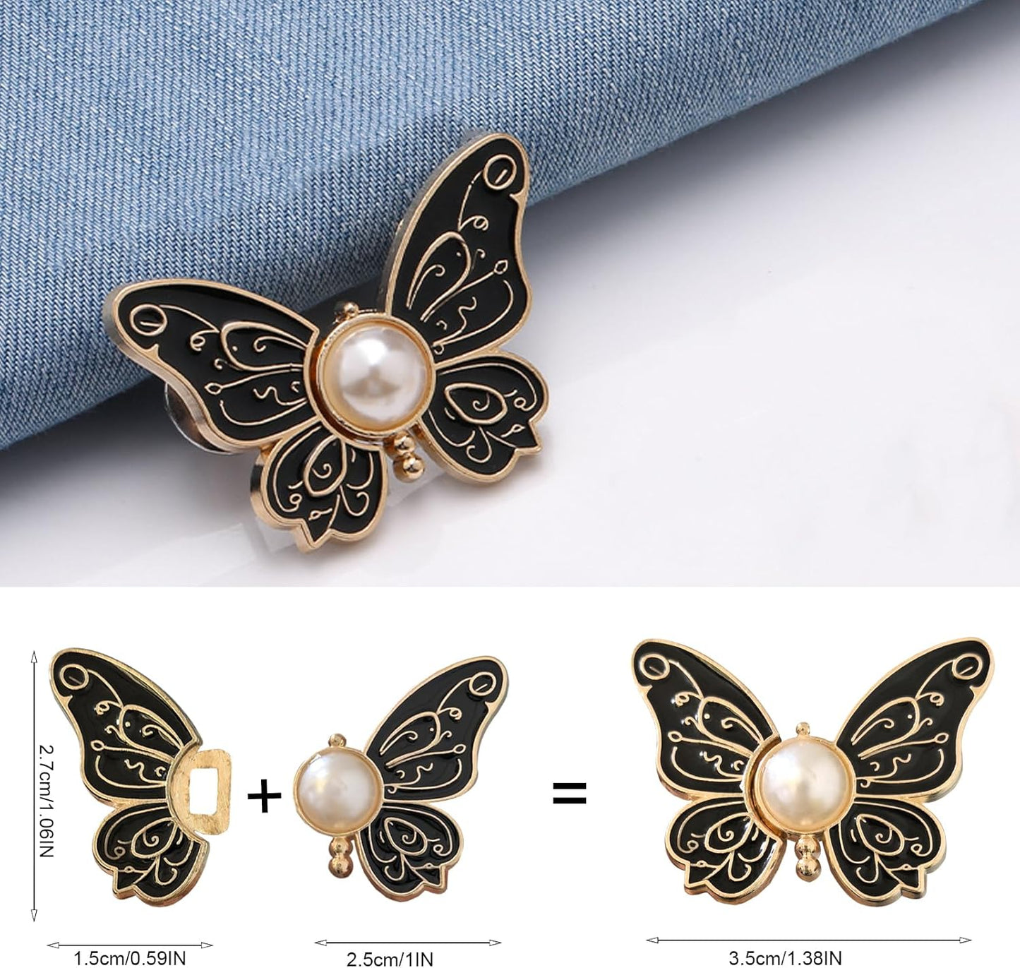 🦋 No-Sew Butterfly Jean Clips – Instant Waist Adjuster for Jeans, Skirts & More 👖✨