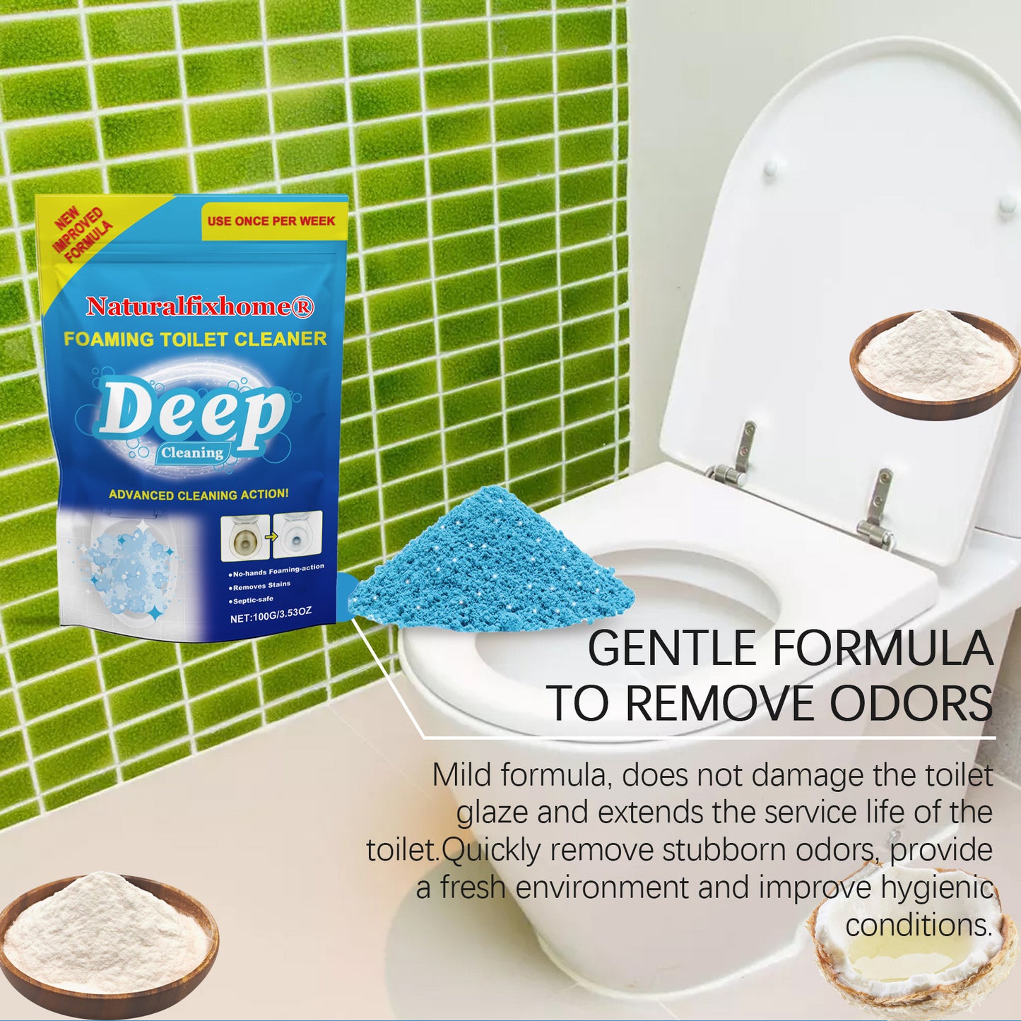 Toilet bowl cleaning powder