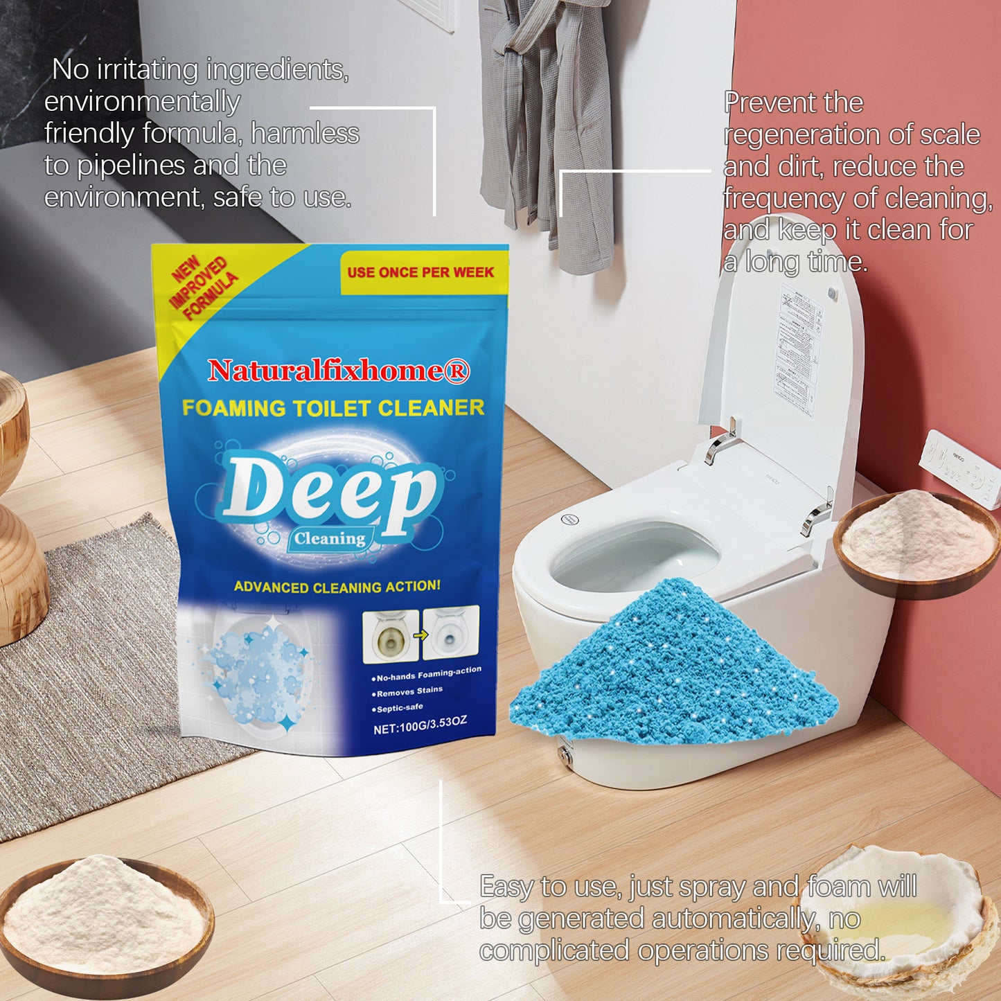 Toilet bowl cleaning powder