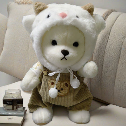 Furry Dinosaur Bear | Handmade Jointed Teddy Bear Gift | 30cm Doll Clothes