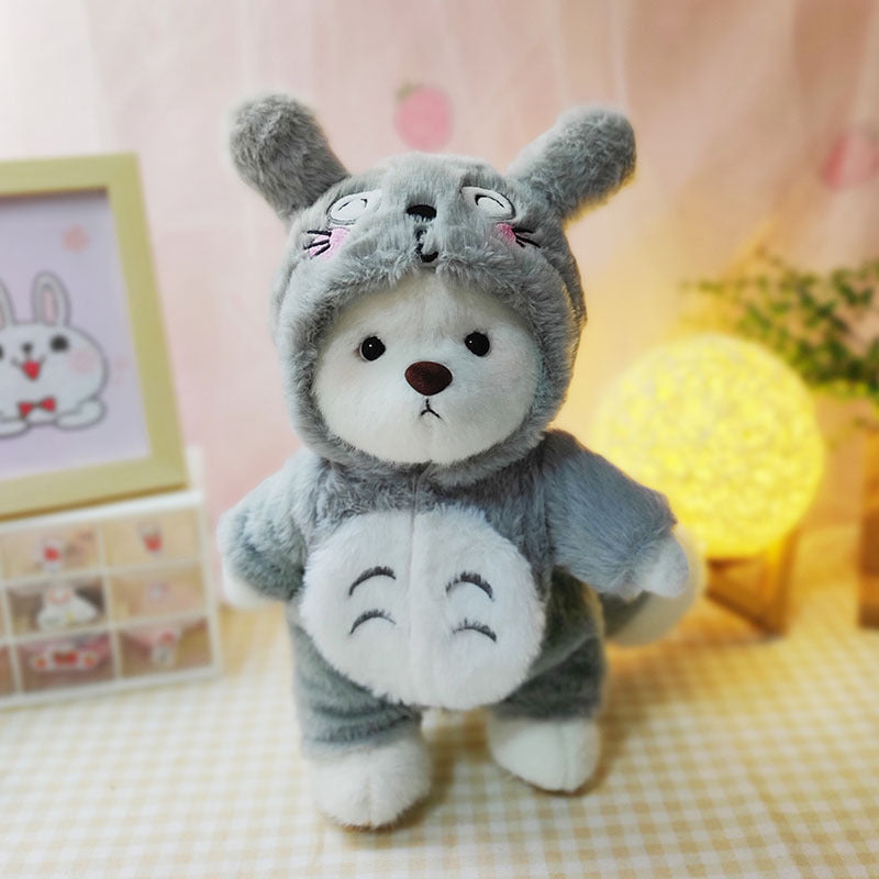 Furry Dinosaur Bear | Handmade Jointed Teddy Bear Gift | 30cm Doll Clothes