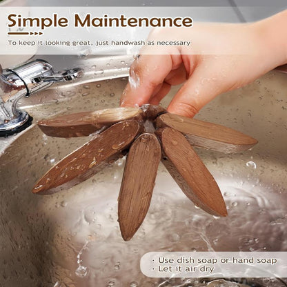 Natural Wood Tree-Shaped Folding Coaster & Decoration Set