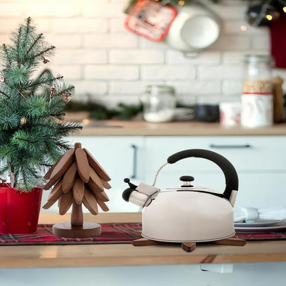 Natural Wood Tree-Shaped Folding Coaster & Decoration Set