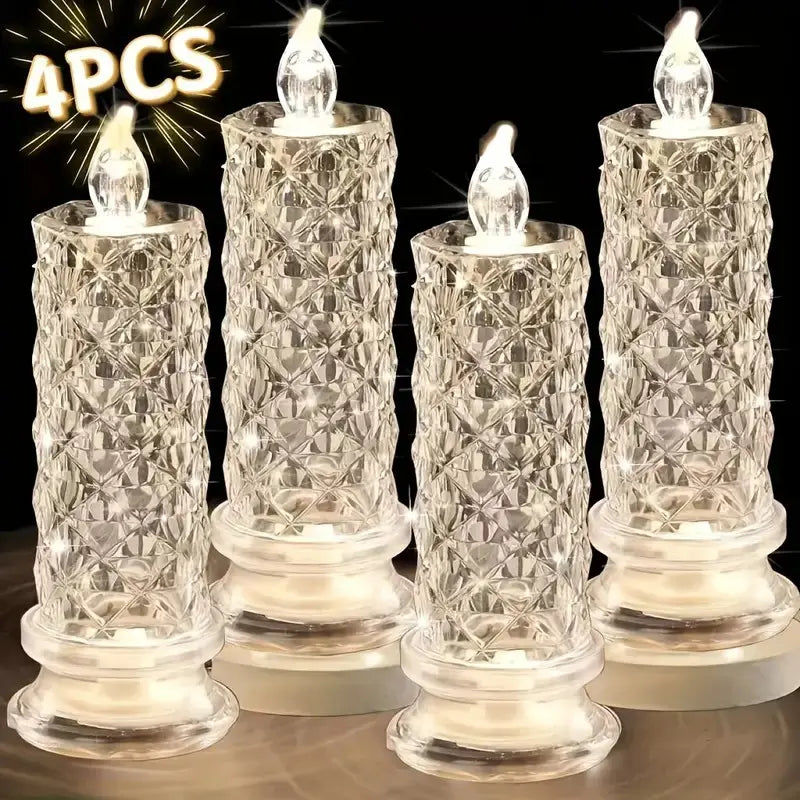 Crystal LED Candle Set – Warm Flickering Glow for Date Nights, Parties & Home Decor